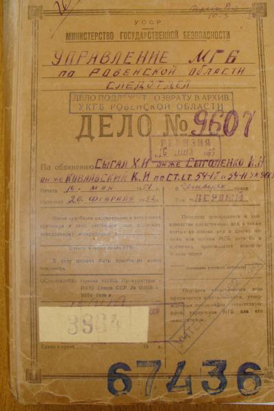 Обкладинка справи на Хаїма Сигала, він же Сигаленко Кирило, він же Ковальський Карл